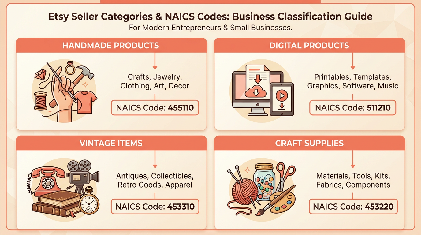 NAICS codes for different Etsy seller categories