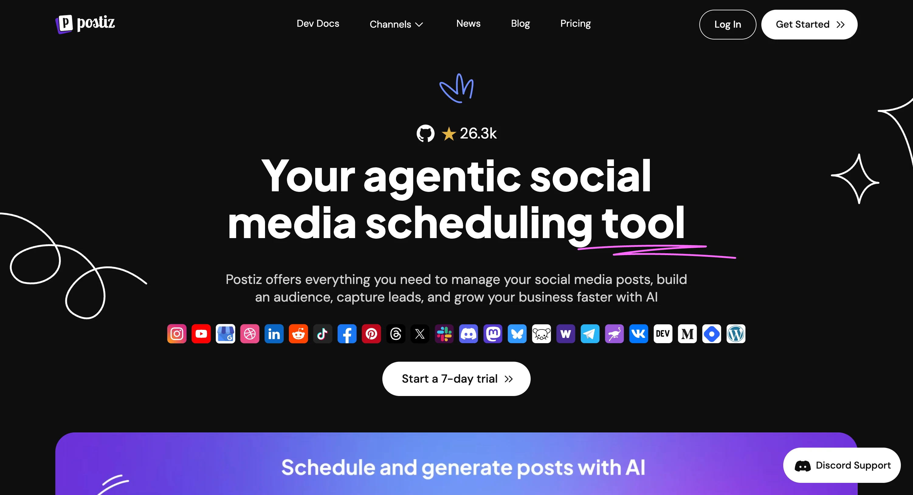Postiz's AI-powered scheduling dashboard